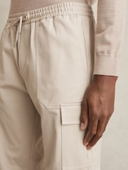 Reiss Stone Haven Cotton Drawstring Cargo Trousers - Image 4 of 6