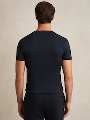 Reiss Navy Brad Cotton Sports-Fit T-Shirt - Image 4 of 5