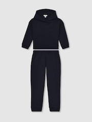 Reiss Navy Harp Cotton Blend Hoodie And Joggers Set - Image 1 of 3