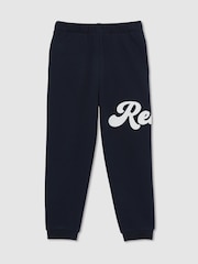 Reiss Navy Clayton 3-9 yrs Cotton-Blend Logo Script Joggers - Image 2 of 5
