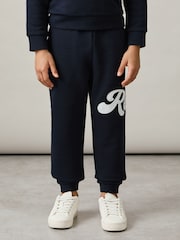 Reiss Navy Clayton 3-9 yrs Cotton-Blend Logo Script Joggers - Image 3 of 5