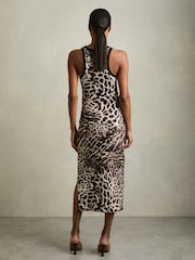 Reiss Neutral Lily Leopard-Print Jersey Bodycon Dress - Image 4 of 5