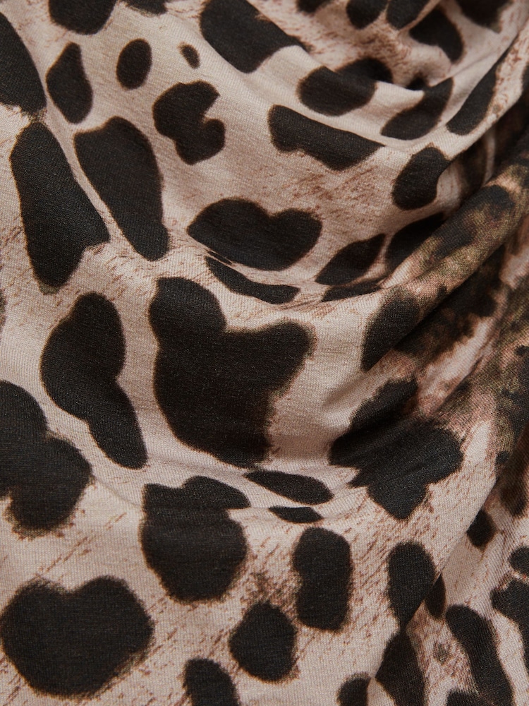 Reiss Neutral Lily Leopard-Print Jersey Bodycon Dress - Image 5 of 5