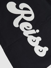 Reiss Navy Freddie 3-9 yrs Cotton Script-Logo Oversized T-Shirt - Image 4 of 4
