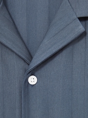Reiss Airforce Blue Sampson Cotton Textured Cuban-Collar Shirt - Image 7 of 7