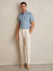 Reiss Soft Blue Earl Cotton Short-Sleeve Polo Shirt - Image 3 of 6
