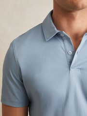 Reiss Soft Blue Earl Cotton Short-Sleeve Polo Shirt - Image 4 of 6