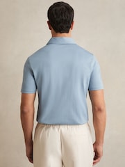 Reiss Soft Blue Earl Cotton Short-Sleeve Polo Shirt - Image 5 of 6