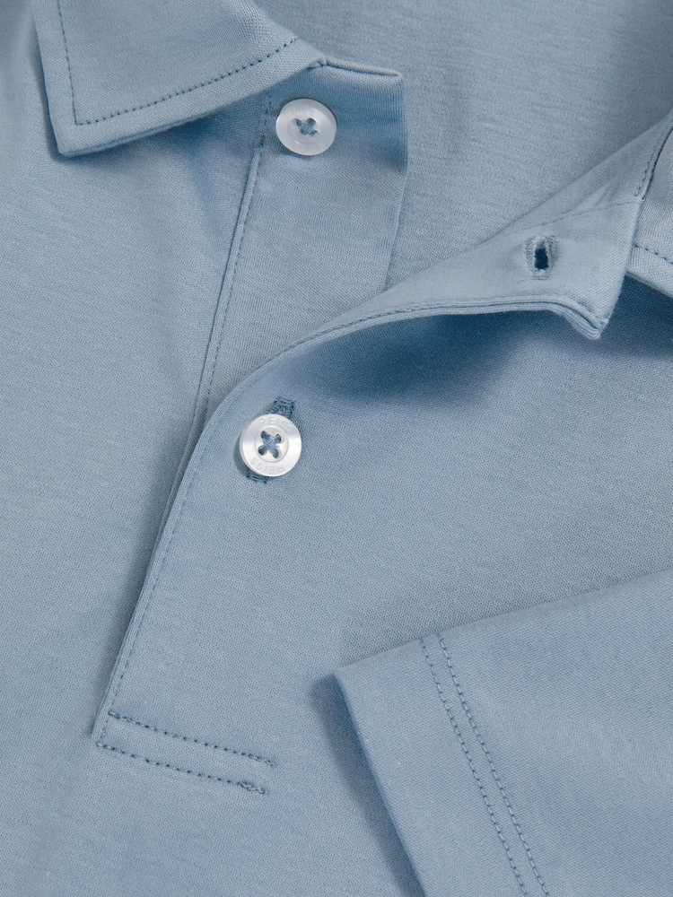 Reiss Soft Blue Earl Cotton Short-Sleeve Polo Shirt - Image 6 of 6