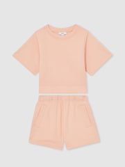 Reiss Peach Meg Cotton-Blend Sweatshirt And Shorts Set - Image 1 of 4