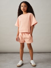 Reiss Peach Meg Cotton-Blend Sweatshirt And Shorts Set - Image 3 of 4
