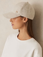 Reiss Neutral Lilly Linen Logo Baseball Cap - Image 2 of 4