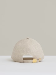 Reiss Neutral Lilly Linen Logo Baseball Cap - Image 3 of 4