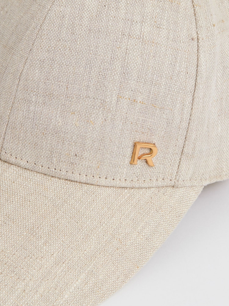 Reiss Neutral Lilly Linen Logo Baseball Cap - Image 4 of 4
