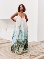 Green/Blue Volume Maxi Dress - Image 1 of 9