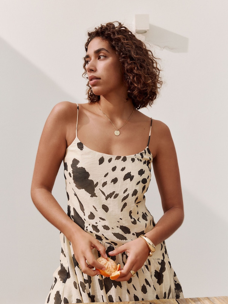 Yellow/Black Dropped Waist Slip Maxi Dress - Image 4 of 8