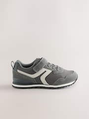 Grey Standard Fit (F) One Strap Elastic Lace Trainers - Image 9 of 14