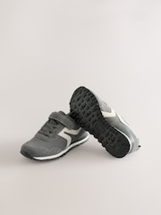 Grey Standard Fit (F) One Strap Elastic Lace Trainers - Image 12 of 14