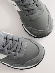 Grey Standard Fit (F) One Strap Elastic Lace Trainers - Image 13 of 14