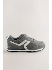 Grey Standard Fit (F) One Strap Elastic Lace Trainers - Image 1 of 14