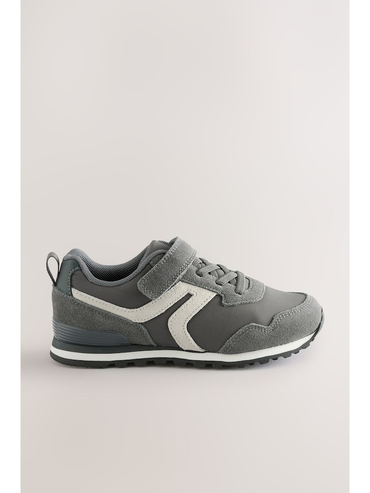 Grey Standard Fit (F) One Strap Elastic Lace Trainers - Image 1 of 14 Grey Standard Fit (F) One Strap Elastic Lace Trainers - Image 1 of 14