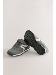 Grey Standard Fit (F) One Strap Elastic Lace Trainers - Image 2 of 14