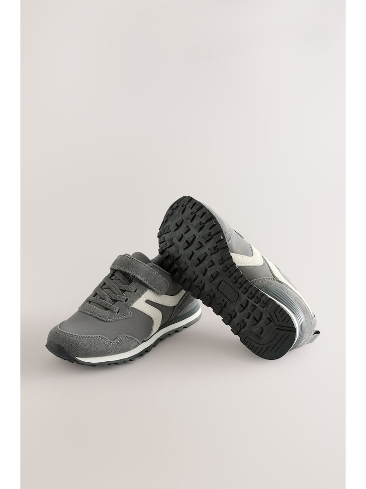 Grey Standard Fit (F) One Strap Elastic Lace Trainers - Image 2 of 14