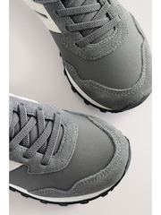 Grey Standard Fit (F) One Strap Elastic Lace Trainers - Image 3 of 14