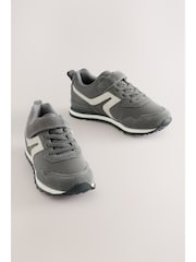 Grey Standard Fit (F) One Strap Elastic Lace Trainers - Image 7 of 14