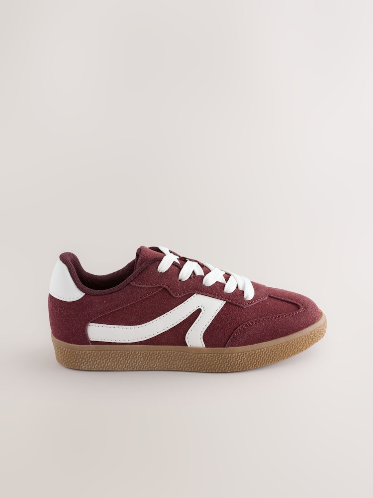 Burgundy Red Standard Fit (F) Lace-Up Trainers - Image 2 of 5