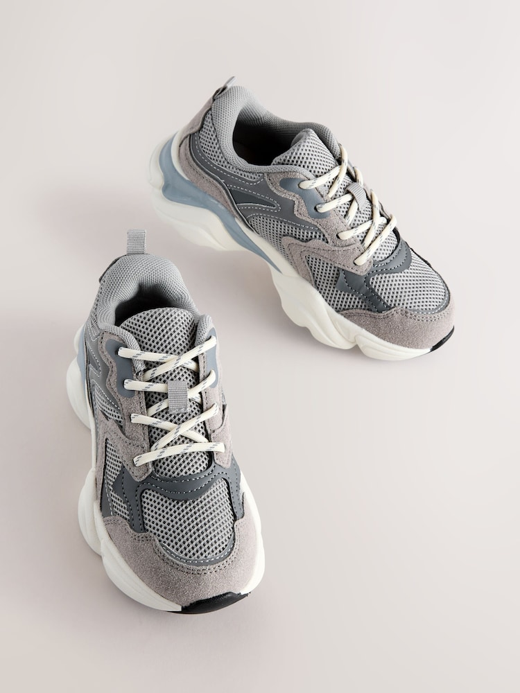 Grey Standard Fit (F) Lace Up Trainers - Image 1 of 5