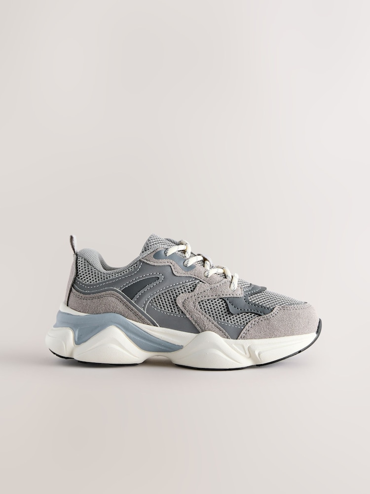 Grey Standard Fit (F) Lace Up Trainers - Image 2 of 5 Grey Standard Fit (F) Lace Up Trainers - Image 2 of 5