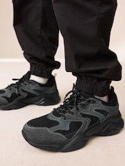 Black Standard Fit (F) Lace Up Trainers - Image 1 of 6