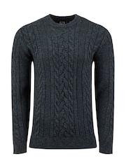 Blå - Weird Fish Alford Cable Knit Crew Neck Jumper - Bilde 6 av 7
