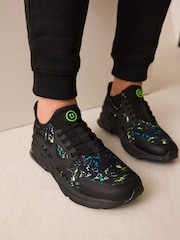 Black Blue Splat Standard Fit (F) Pull On Trainers - Image 1 of 7