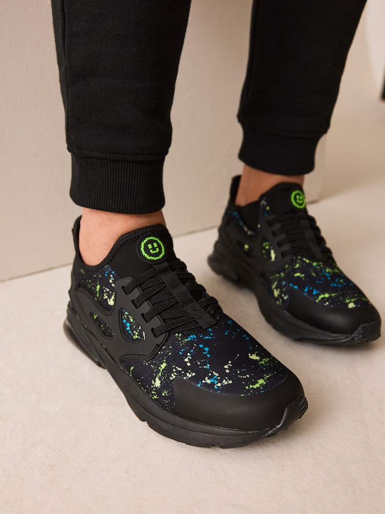 Black Blue Splat Standard Fit (F) Pull On Trainers - Image 1 of 7