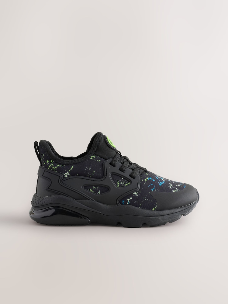 Black Blue Splat Standard Fit (F) Pull On Trainers - Image 2 of 7