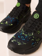 Black Blue Splat Standard Fit (F) Pull On Trainers - Image 5 of 7