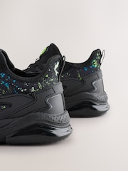 Black Blue Splat Standard Fit (F) Pull On Trainers - Image 7 of 7