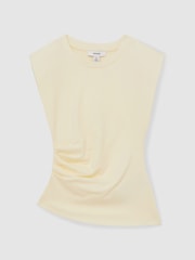 Reiss Lemon Sadie 9-13 yrs Cotton Jersey Cap Sleeve Ruched Top - Image 2 of 5