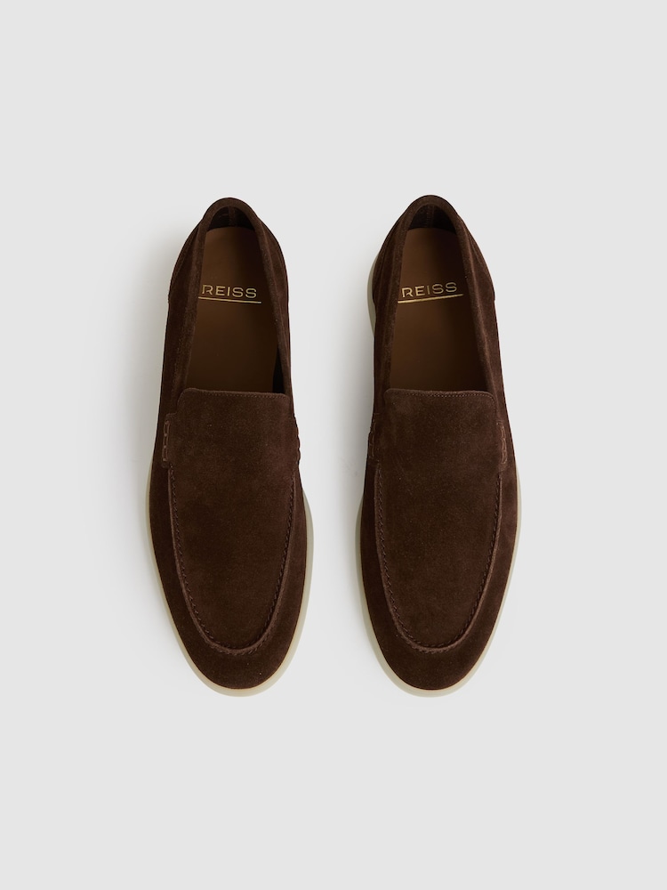 Reiss Brown Kason Suede Slip-On Loafers - Image 4 of 5