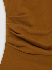 Reiss Tan Sadie 9-13 yrs Cotton Jersey Cap Sleeve Ruched Top - Image 4 of 4