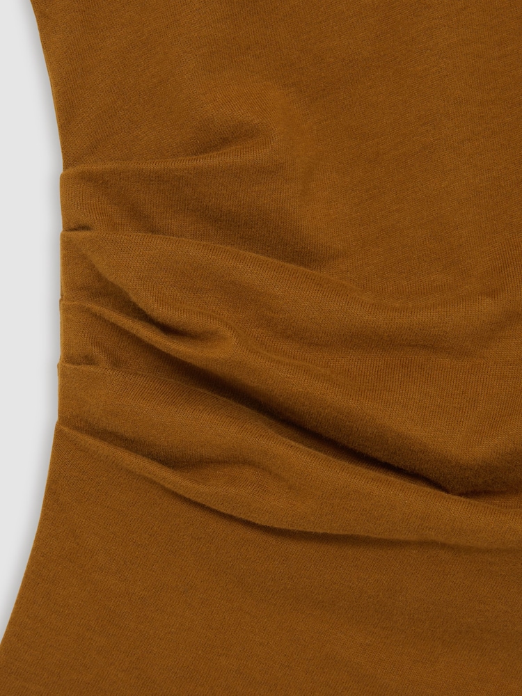 Reiss Tan Sadie 9-13 yrs Cotton Jersey Cap Sleeve Ruched Top - Image 4 of 4