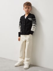 Reiss Black Boom 9-13 yrs Unisex Fit McLaren F1 Team Varsity Wool-Cashmere Cardigan - Image 4 of 8