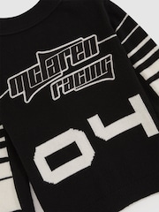 Reiss Black Boom 9-13 yrs Unisex Fit McLaren F1 Team Varsity Wool-Cashmere Cardigan - Image 6 of 8