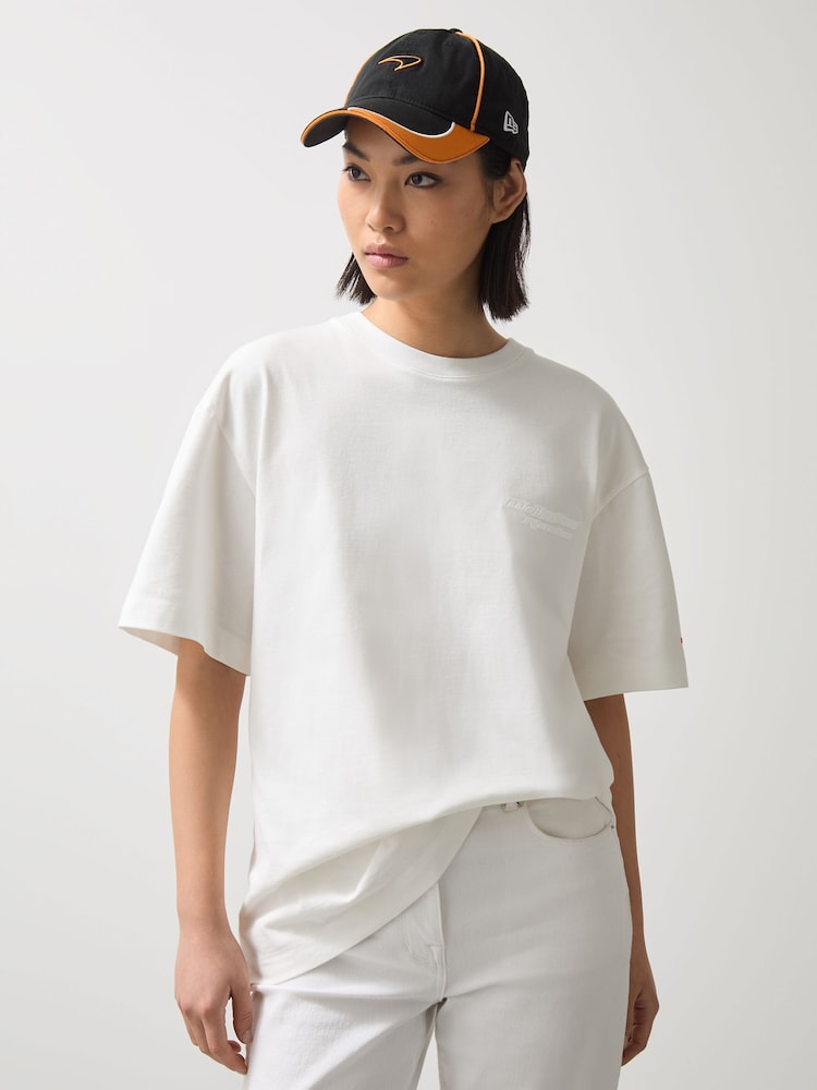 Reiss White Nakata McLaren F1 Team Oversize Logo T-Shirt Unisex Fit - Image 1 of 8