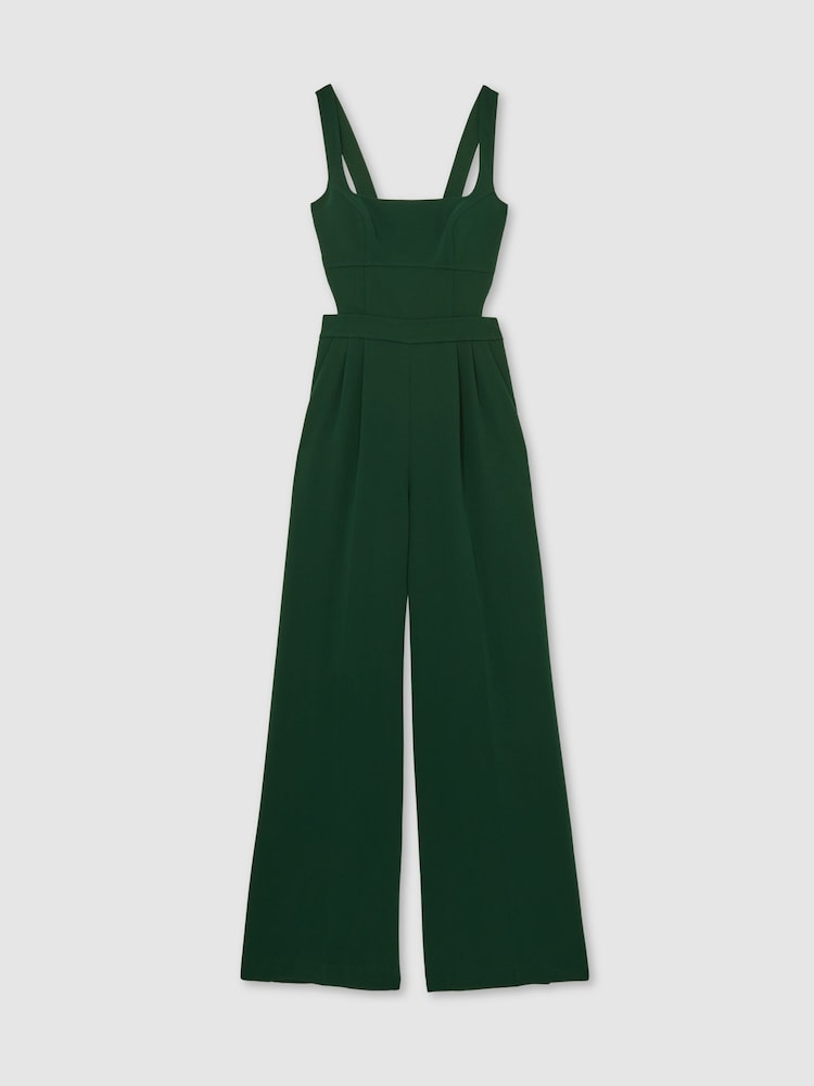Reiss Green Dion Wide-Leg Cut-Out Jumpsuit - Image 2 of 7