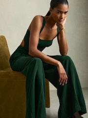 Reiss Green Dion Wide-Leg Cut-Out Jumpsuit - Image 5 of 7