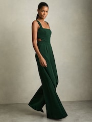Reiss Green Dion Wide-Leg Cut-Out Jumpsuit - Image 6 of 7