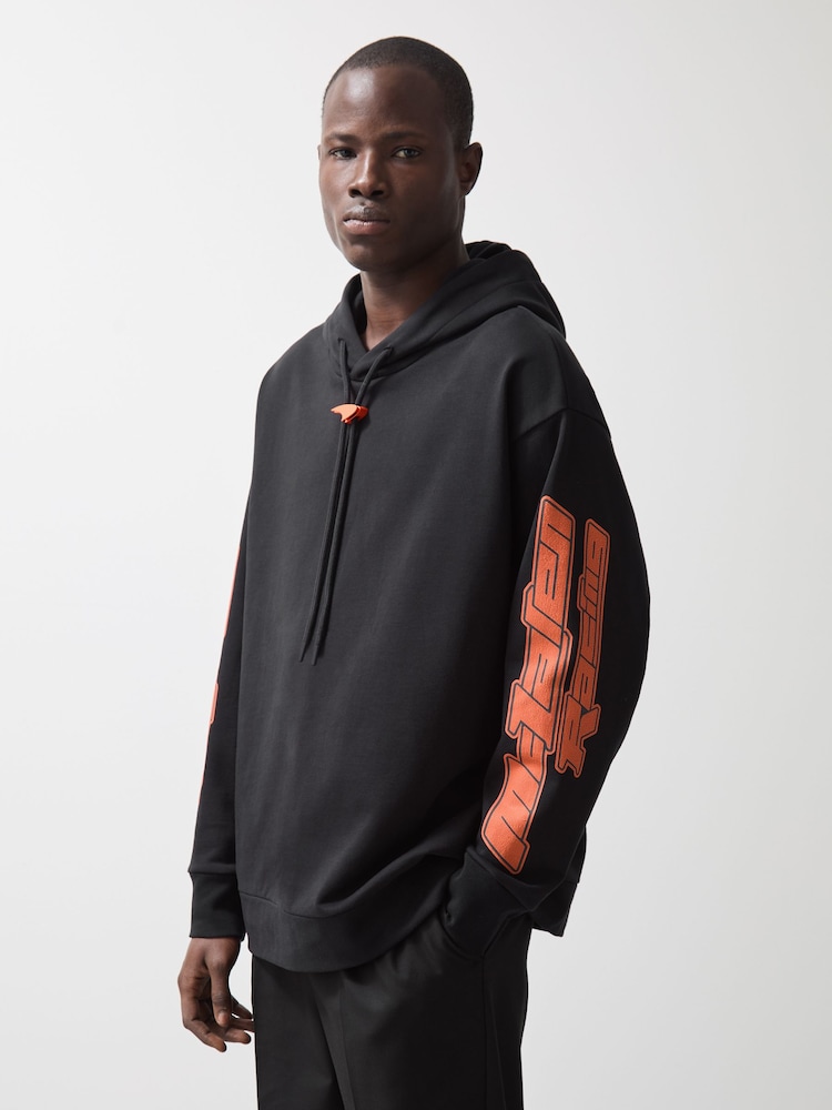 Reiss Black Zak McLaren F1 Team Oversize Toggle Hoodie Unisex Fit - Image 3 of 10
